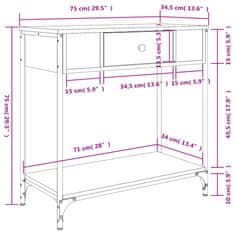 Vidaxl Konzolový stolek dub sonoma 75 x 34,5 x 75 cm kompozitní dřevo