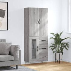 Greatstore Skříň highboard šedá sonoma 69,5 x 34 x 180 cm kompozitní dřevo