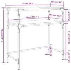 Greatstore Konzolový stolek hnědý dub 75 x 35,5 x 75 cm kompozitní dřevo