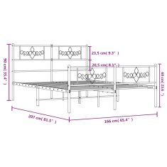 Vidaxl Kovový rám postele s hlavovým a nožním čelem bílý 160 x 200 cm