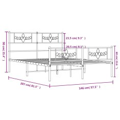 Vidaxl Kovový rám postele s hlavovým a nožním čelem bílý 140 x 200 cm