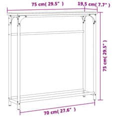 Greatstore Konzolový stolek hnědý dub 75 x 19,5 x 75 cm kompozitní dřevo