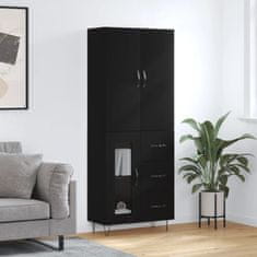 Greatstore Skříň highboard černá 69,5 x 34 x 180 cm kompozitní dřevo