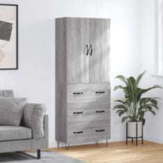 Greatstore Skříň highboard šedá sonoma 69,5 x 34 x 180 cm kompozitní dřevo