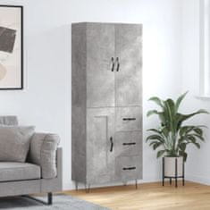 Greatstore Skříň highboard betonově šedá 69,5x34x180 cm kompozitní dřevo