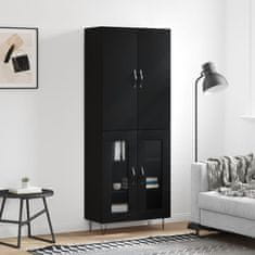 Greatstore Skříň highboard černá 69,5 x 34 x 180 cm kompozitní dřevo