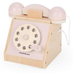 Mamabrum Dřevěný retro telefon - pastelově růžový