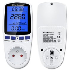 Qoltec Měřič spotřeby energie PM0626 | 3680W | 16A | LCD displej