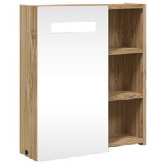 Greatstore Koupelnová zrcadlová skřínka s LED osvětlením dub 45x13x52 cm