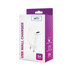 setty. síťová nabíječka 1x USB 3A bílá (GSM106085)