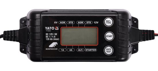 YATO Nabíječka 4A 6/12V PB/GEL LCD display