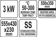 kltools Yato Gastro Grilovací deska hladká 3000W 550mm