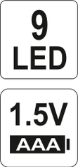 YATO Svítilna kapesní 9 LED (ALU)