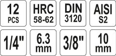 YATO Bity Torx sada 12 ks (CrV 6150)