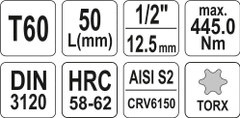 YATO Nástavec 1/2" bit Torx T60