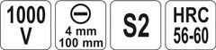 YATO Šroubovák plochý 4 x 100 mm izolovaný 1kV