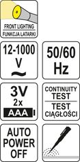 YATO Indukční zkoušečka napětí 12-1000V