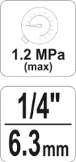 YATO Regulátor tlaku vzduchu 1/4", max. 1,2MPa