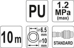 YATO Hadice vzduchová spirální PU 6,5x10mm, 10m