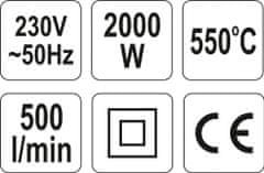 YATO Pistole opalovací 2000 W s příslušenstvím