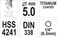 YATO Vrták na kov TITAN 1/4" 5mm