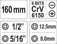 YATO Šroubovák úderový kovový s příslušenstvím 7 ks box