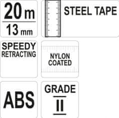 YATO Pásmo měřící ocelové 20m,13mm