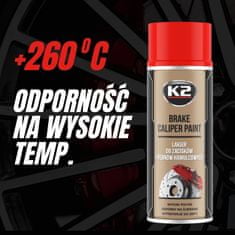 K2 BRAKE CALIPER PAINT 400 ml ČERVENÁ - barva na brzdové třmeny a bubny