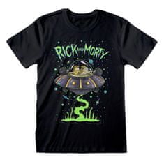 CurePink Pánské tričko Rick And Morty: Space Cruiser (L) černé bavlna