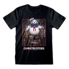 CurePink Pánské tričko Ghostbusters|Krotitelé duchů: Stay Puft Square (M) černá bavlna
