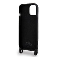 Karl Lagerfeld  Liquid Silicone Crossbody Ikonik Zadní Kryt pro iPhone 15 Black