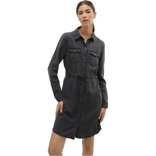 Vero Moda Dámské šaty VMENVY Loose Fit 10300056 Black Denim