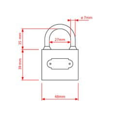 Vergionic 0175 Visací zámek litinový 48 mm, 3 klíče