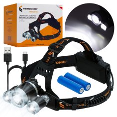 Vergionic 4107 Čelovka LED, 3 x LED, T6 CREE, 400lm