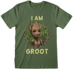 CurePink Pánské tričko Marvel|Guardians Of The Galaxy|Strážci galaxie: I Am Groot Badge (L) zelená bavlna