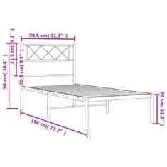 Vidaxl Kovový rám postele bez matrace s čelem bílý 75 x 190 cm