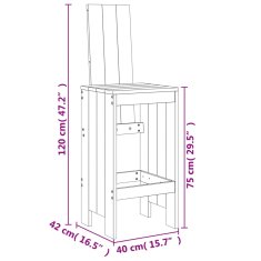 Vidaxl Barové stoličky 2 ks 40 x 42 x 120 cm masivní borové dřevo