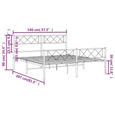 Vidaxl Kovový rám postele s hlavovým a nožním čelem bílý 140 x 200 cm