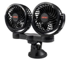 shumee DVOJITÝ VENTILÁTOR DO AUTO 4" 12V S PŘÍSAVKOU