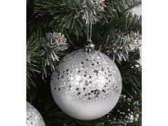 sarcia.eu Plastové ozdoby na vánoční stromeček s třpytem 8cm, sada stříbrných ozdob, ozdoby na vánoční stromeček, 6 ks. 1 balik