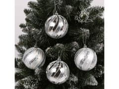 sarcia.eu Plastové ozdoby na vánoční stromeček s třpytem 8cm, sada stříbrných ozdob, ozdoby na vánoční stromeček, 6 ks. 