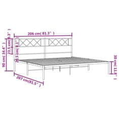 Vidaxl Kovový rám postele s čelem bílý 200 x 200 cm