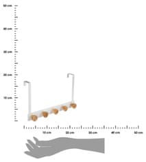 ModernHome Věšák Na Dveře Bamboo White 5 Háčků