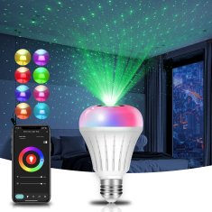 BOT LED Chytrá žárovka RGB s funkcí projektoru hvězd a hudebním módem WiFi 600lm / 5W