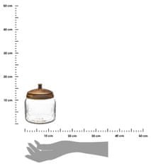 ModernHome Skleněná Dóza S Dřevěným Víčkem 1,2 L