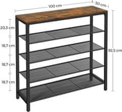 ModernHome Velká Skříňka Na Boty S Policí Industriální 100 Cm