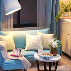 HABARRI Miniaturní místnost k polepení, LED, dřevo, nábytek