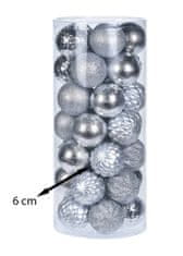 ModernHome Vánoční Koule Diamond Stříbrné 35 Ks
