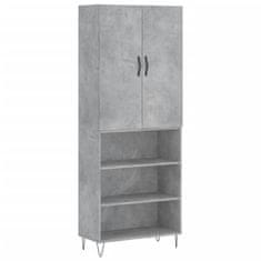 Greatstore Skříň highboard betonově šedá 69,5x34x180 cm kompozitní dřevo