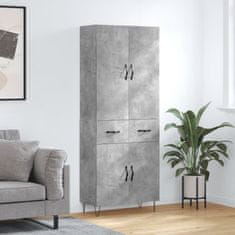 Greatstore Skříň highboard betonově šedá 69,5x34x180 cm kompozitní dřevo